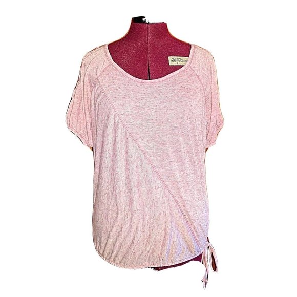 EyeLash Couture Womens Top Size Medium Pink Knit Cold Shoulder Bottom Tie - Picture 1 of 5
